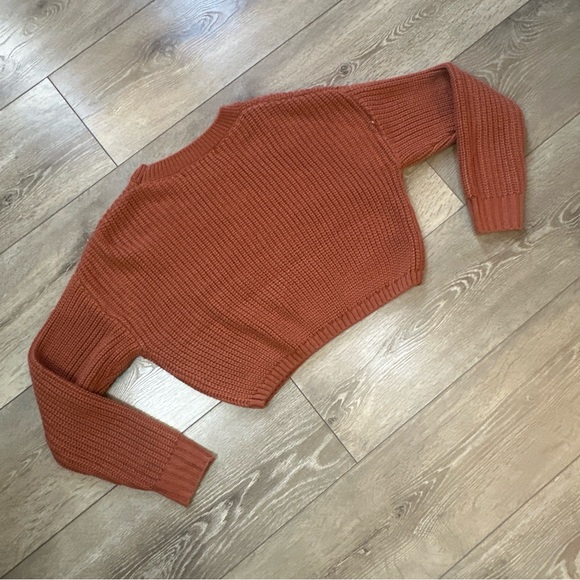 Elodie Cropped Knitted Crewneck Sweater Rust - Picture 9 of 10